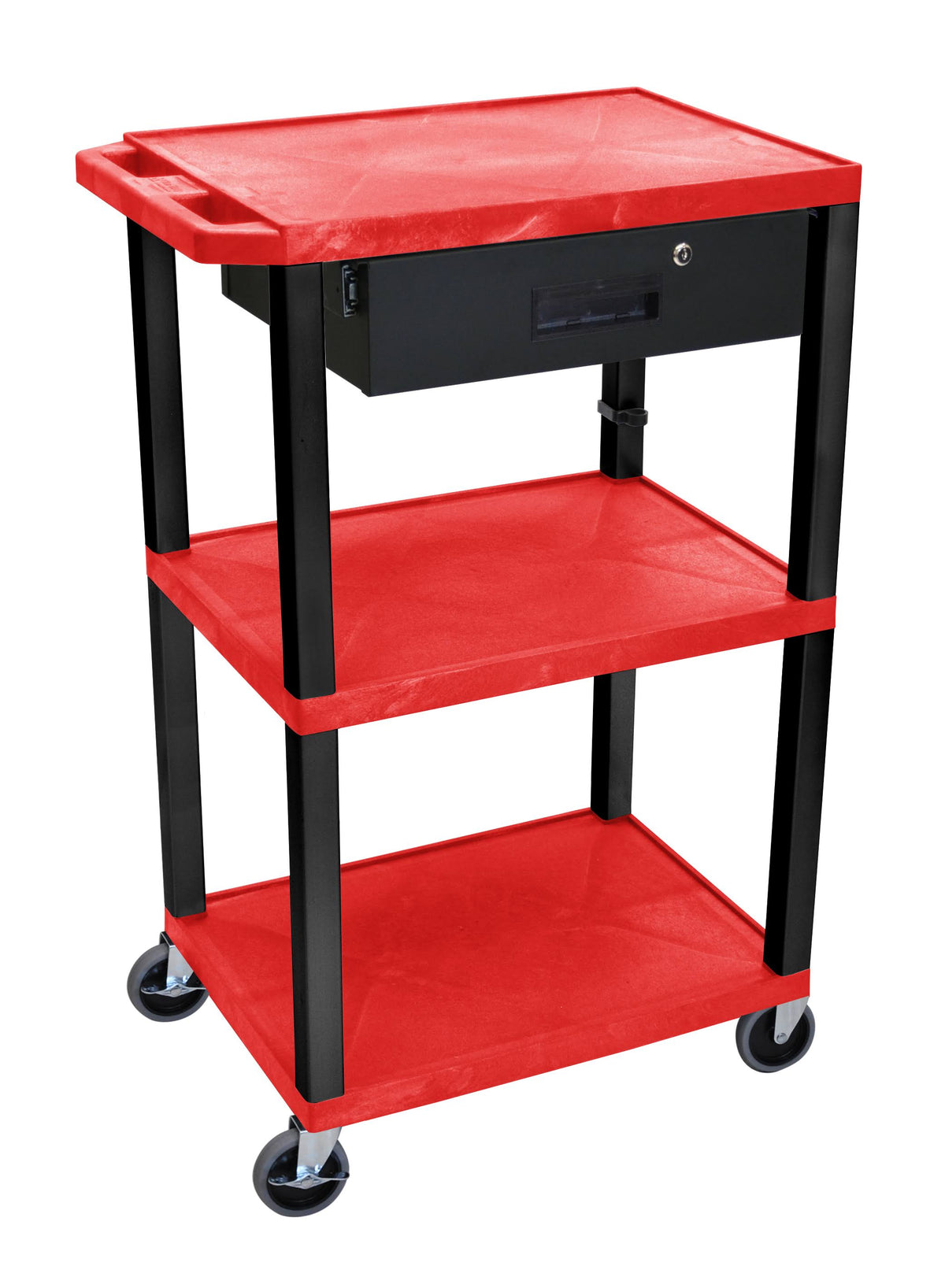 Red and Black Utility Cart with Drawer M589