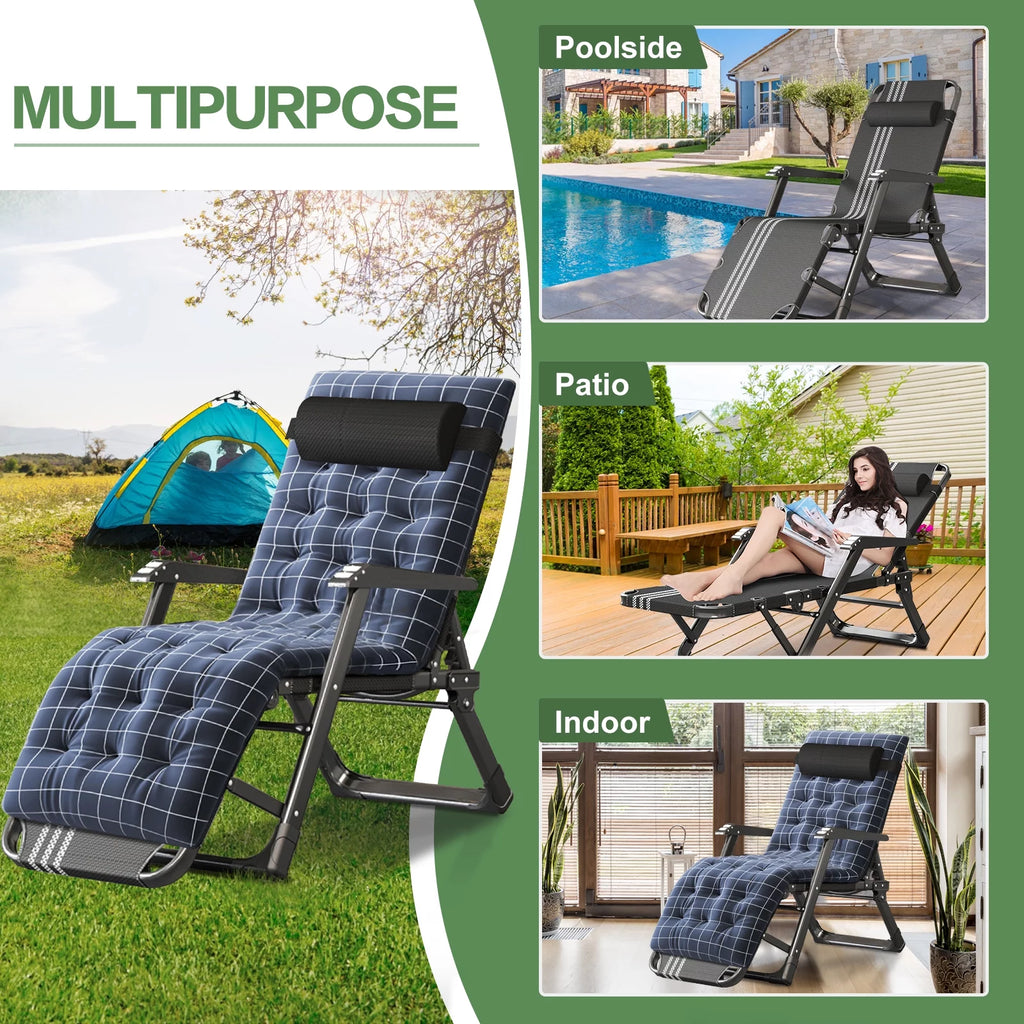 Zero Gravity Outdoor Folding Lounge Chair with Pillow V422