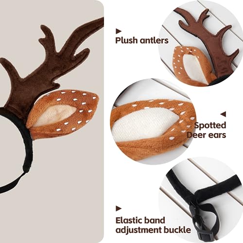 Dog Cat Christmas Reindeer Antlers Headband Adjustable Pet Costume V630038