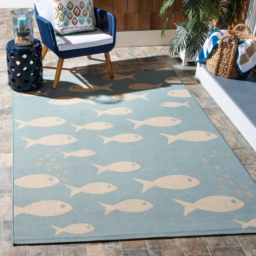 Aqua Beige Indoor/Outdoor Area Rug 4' x 5'7" L927