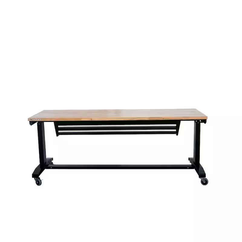 Adjustable Height Workbench Table with 2 Drawers in Black S410257