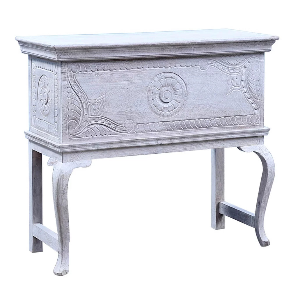Reclaimed Wood Hand Carved Console Table G983