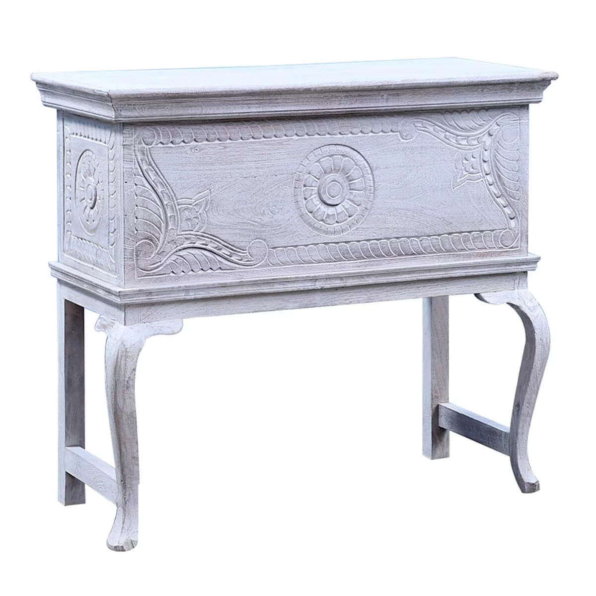 Reclaimed Wood Hand Carved Console Table G983