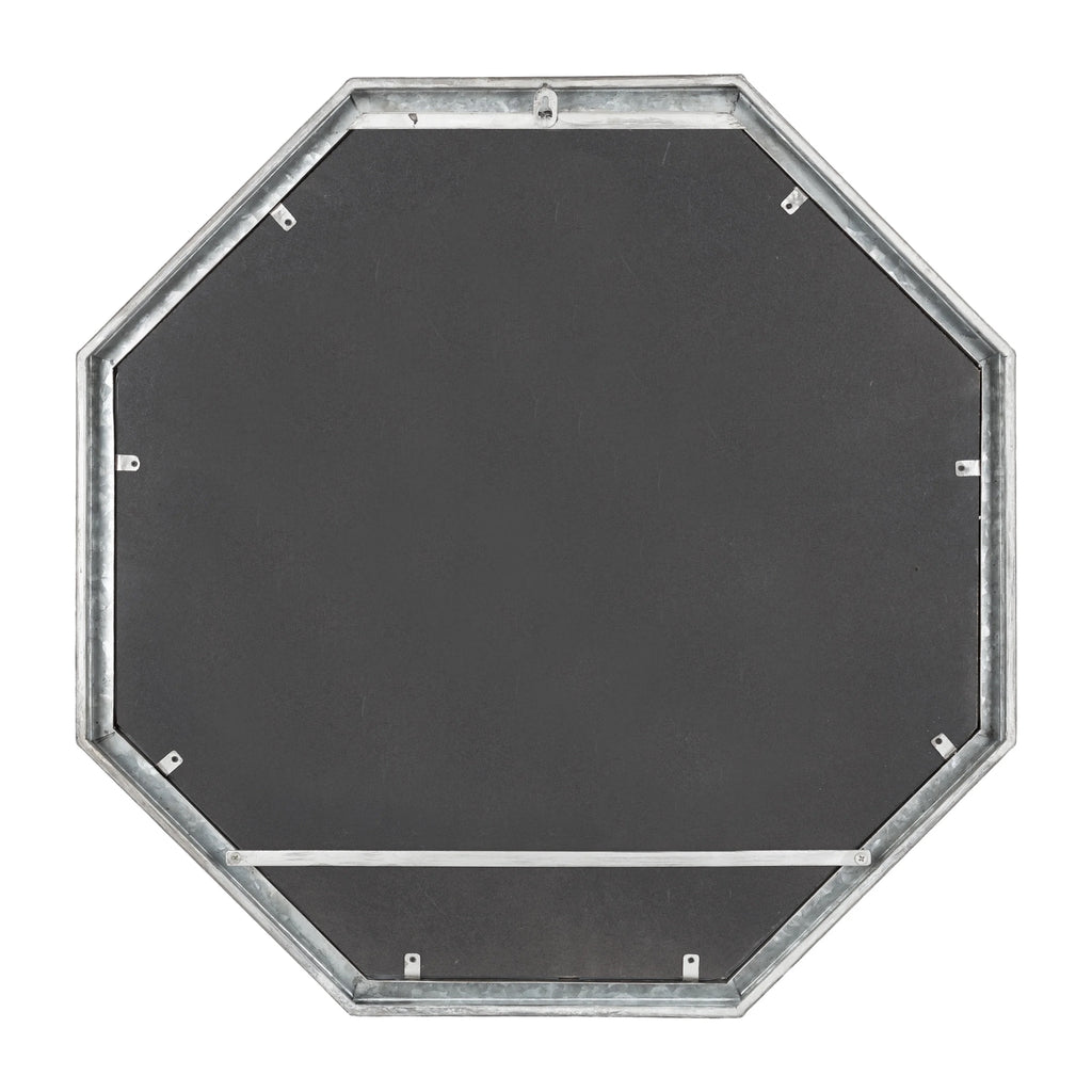 Vintage Galvanized Metal Octagon Wall Mirror, 26 x 26, Silver W3148