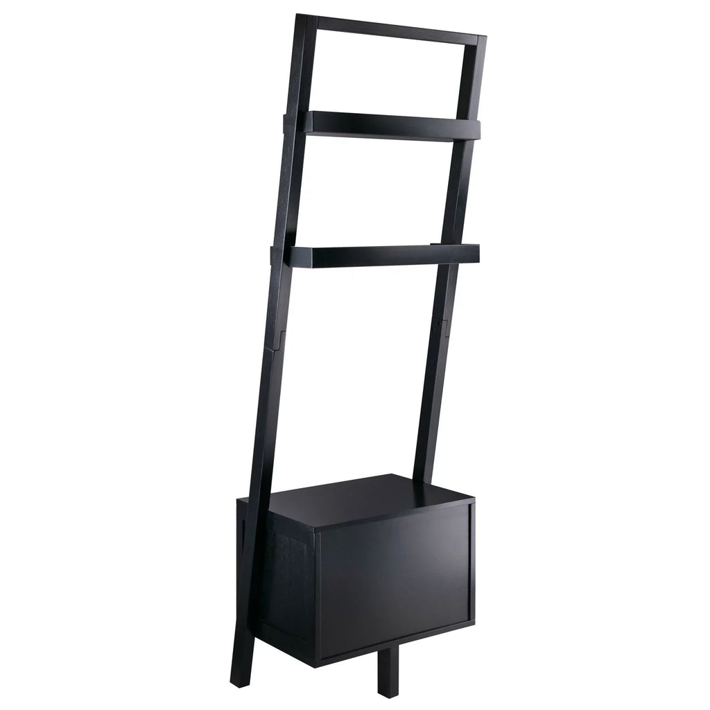 Black 2 Drawer Leaning Ladder Bookshelf R363