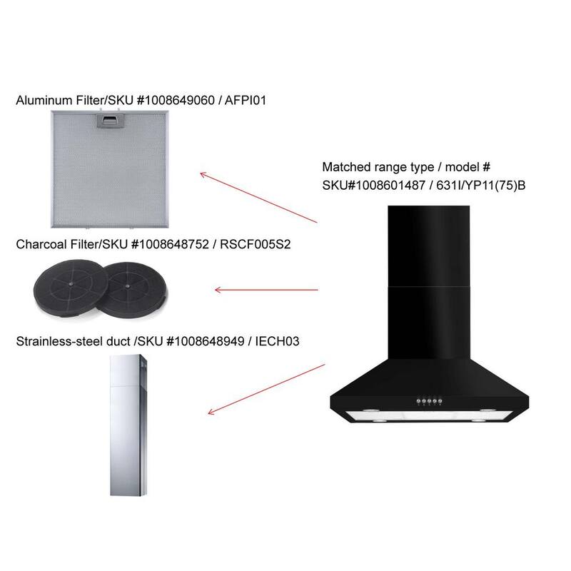 30 in. 350CFM Convertible Black Range Hood with Charcoal Filters and LED Lighting O566071