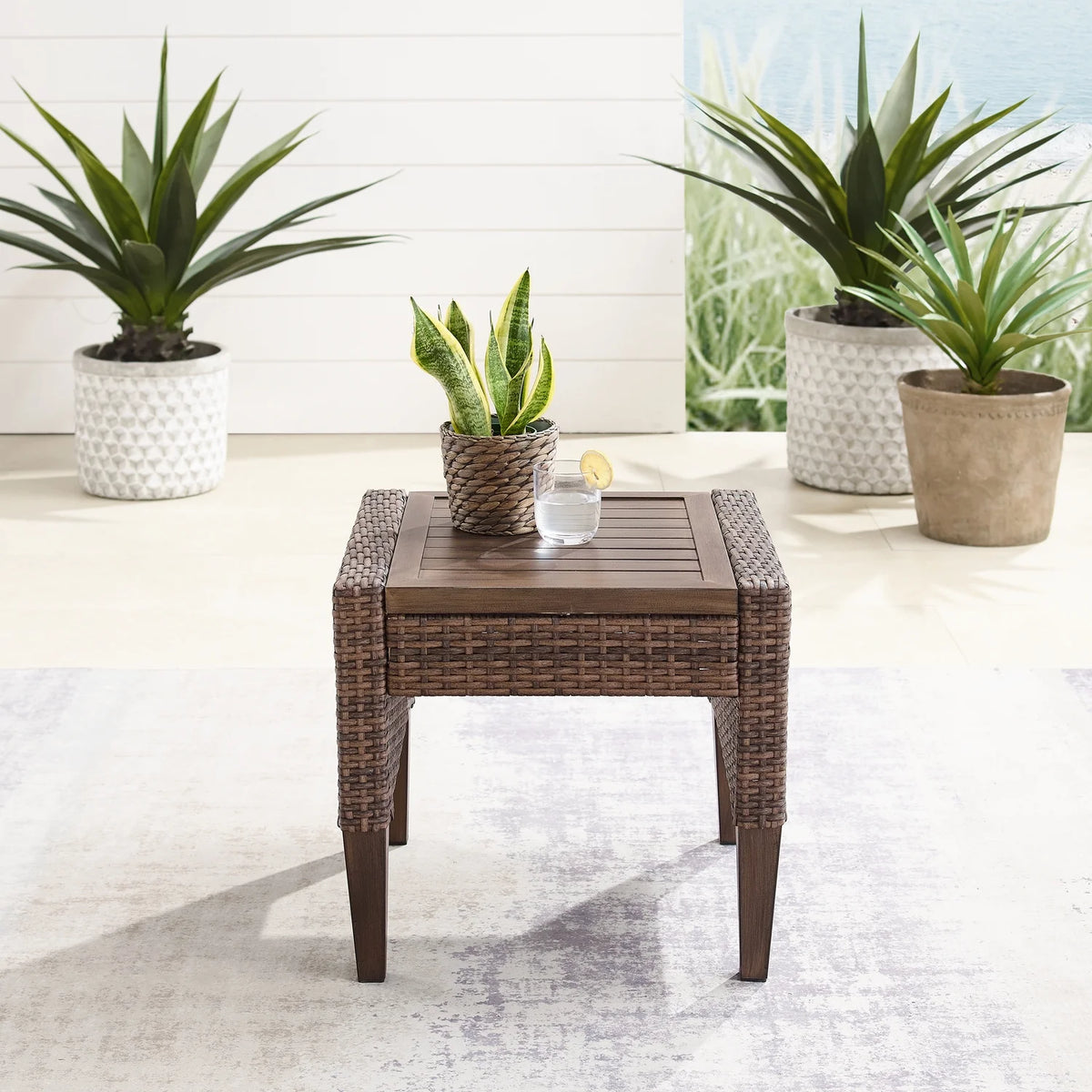 Brown Wicker Side Table N31547