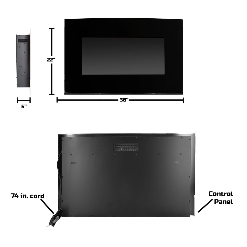 36-inch Wall Mount Curved Electric Fireplace with Remote J65273