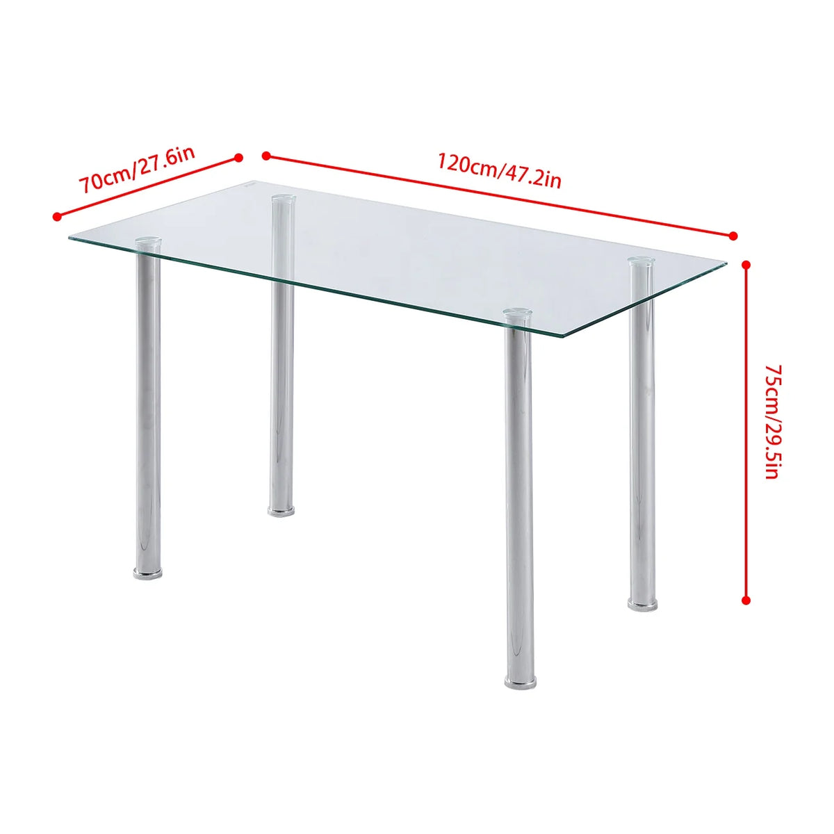 5 Piece Glass Top Dining Table Set with 4 White PU Leather Chairs J5392