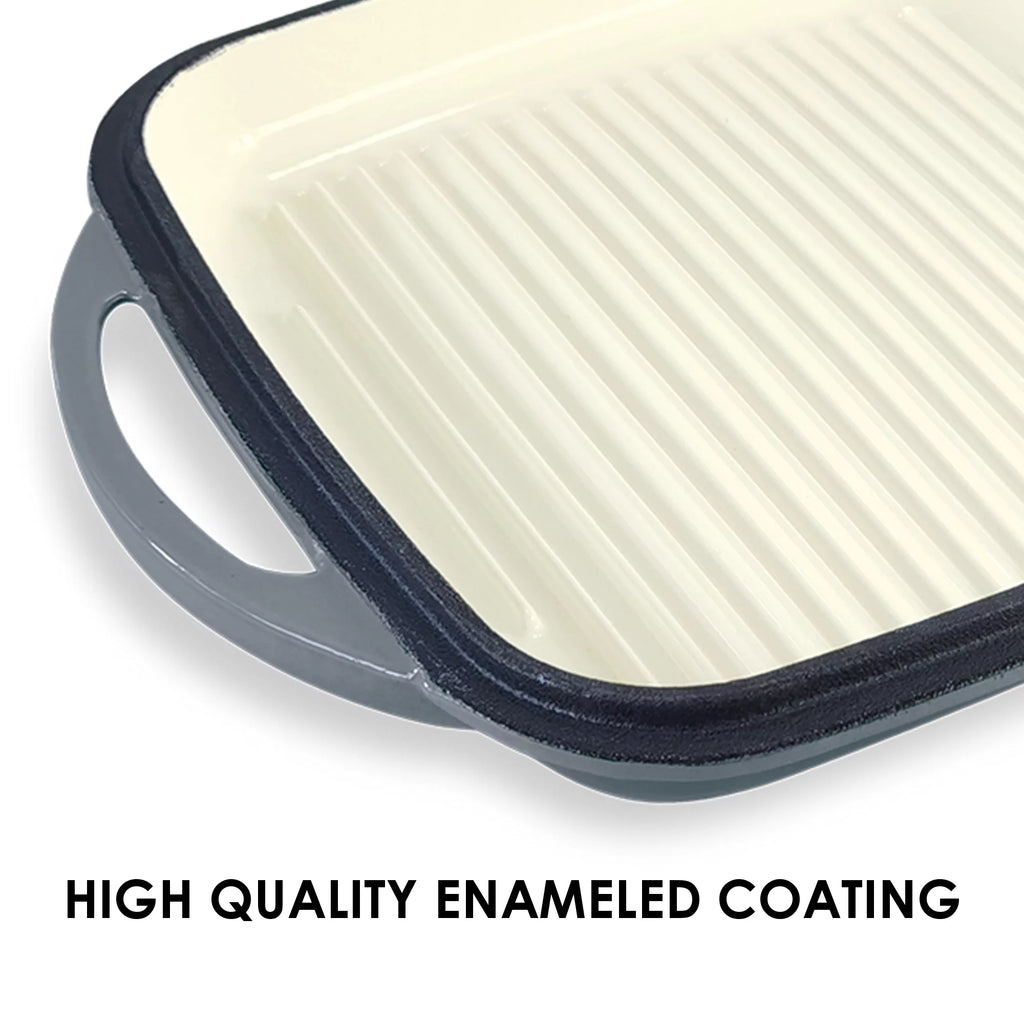 10" Square Enameled Cast Iron Grill Pan F988
