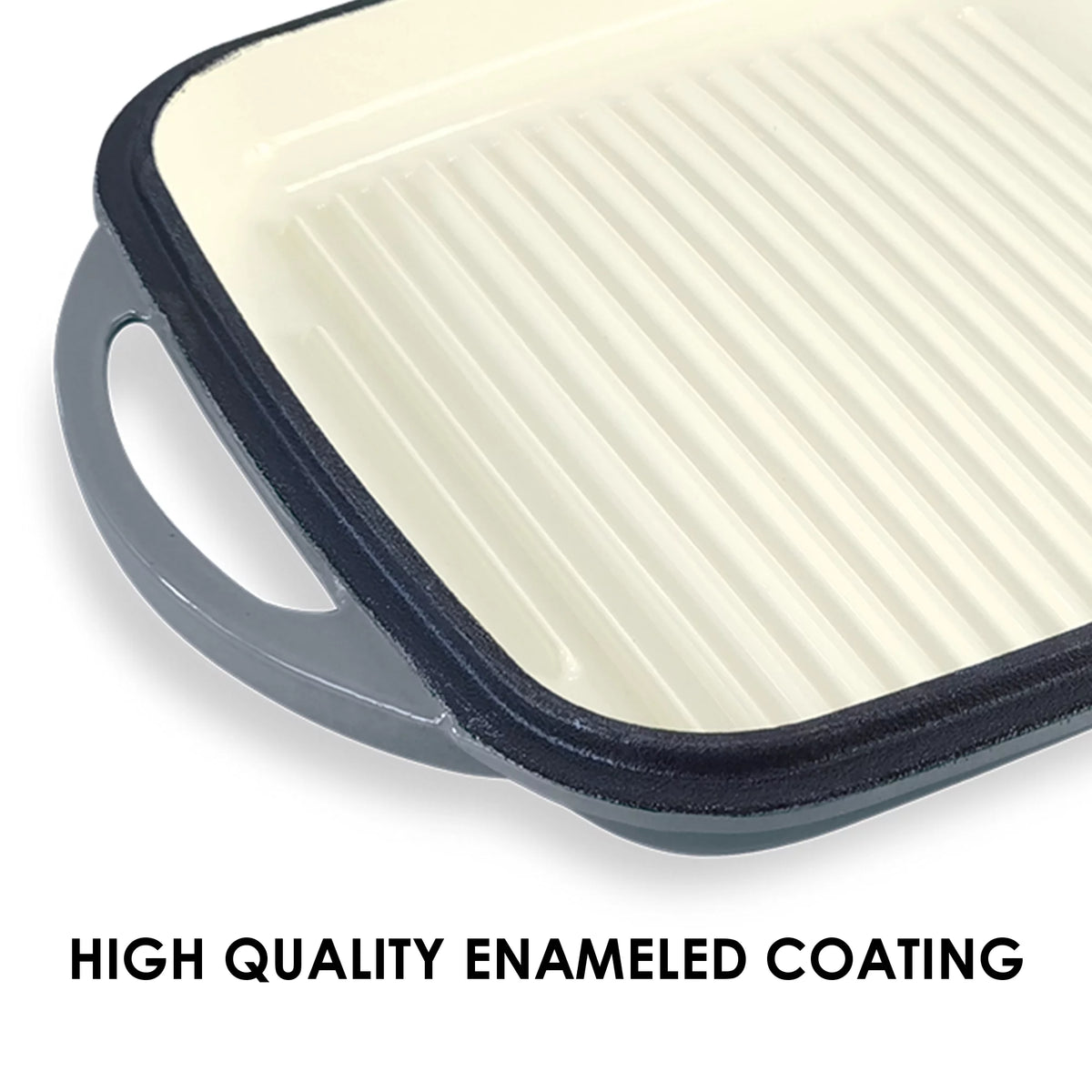 10" Square Enameled Cast Iron Grill Pan F988