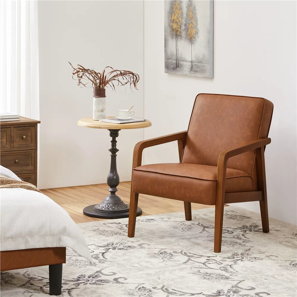 Light Brown Faux Leather Armchair W75930
