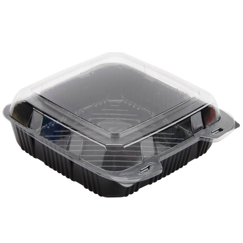 9" x 9" Black and Clear Hinged Take-Out Container V793313