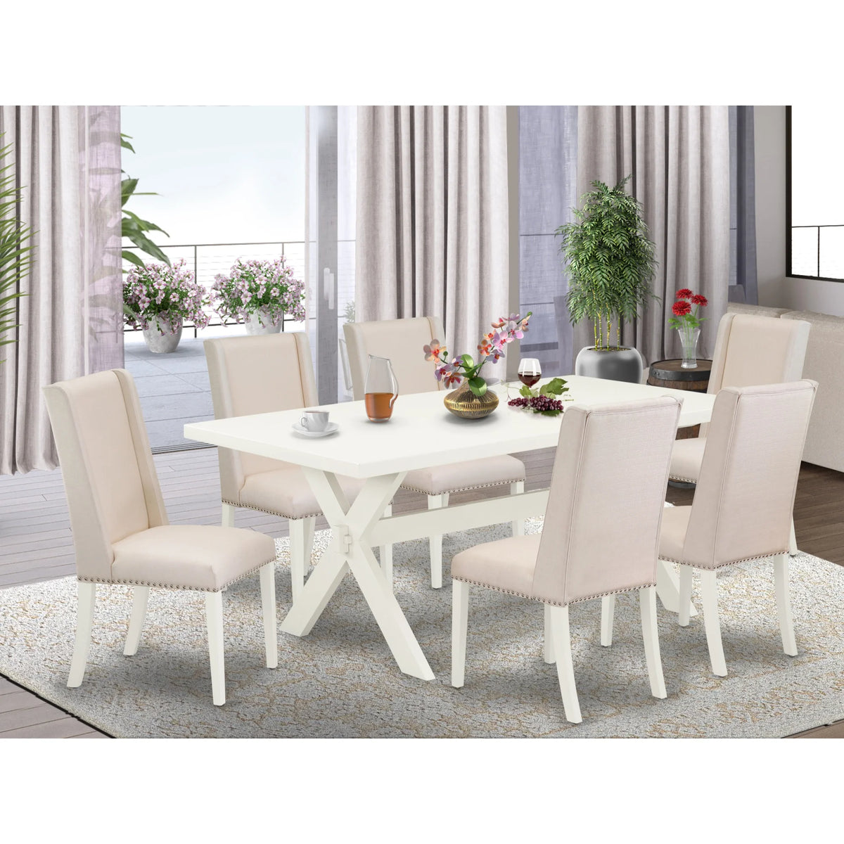 7 Piece Hardwood Dining Table Set M601890