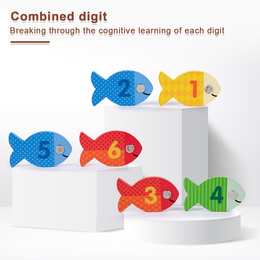 Magnetic Fishing Game for Kids 39 Pcs Wooden with 2 Magnetic Rods R591