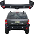 Textured Black Steel Rear Bumper with Spare Tire Rack and 2'' Hitch Receiver V388