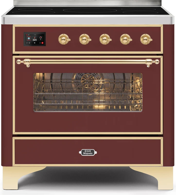 Burgundy Induction Range with Electric Oven W837