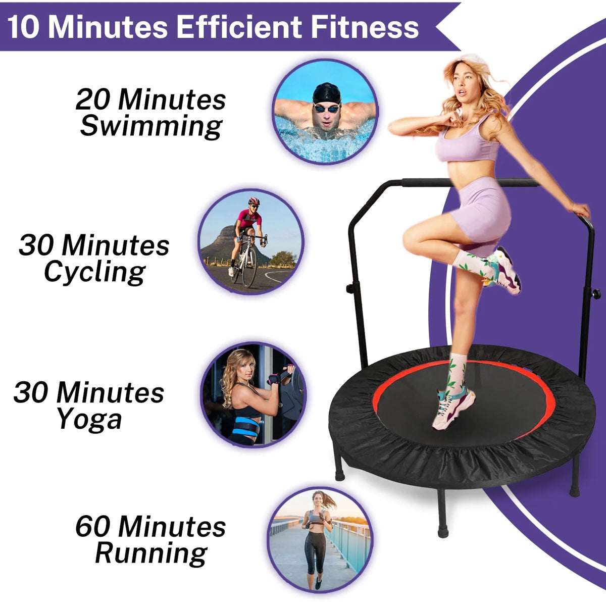 40 Fitness Mini Trampoline with Adjustable Handle J9838