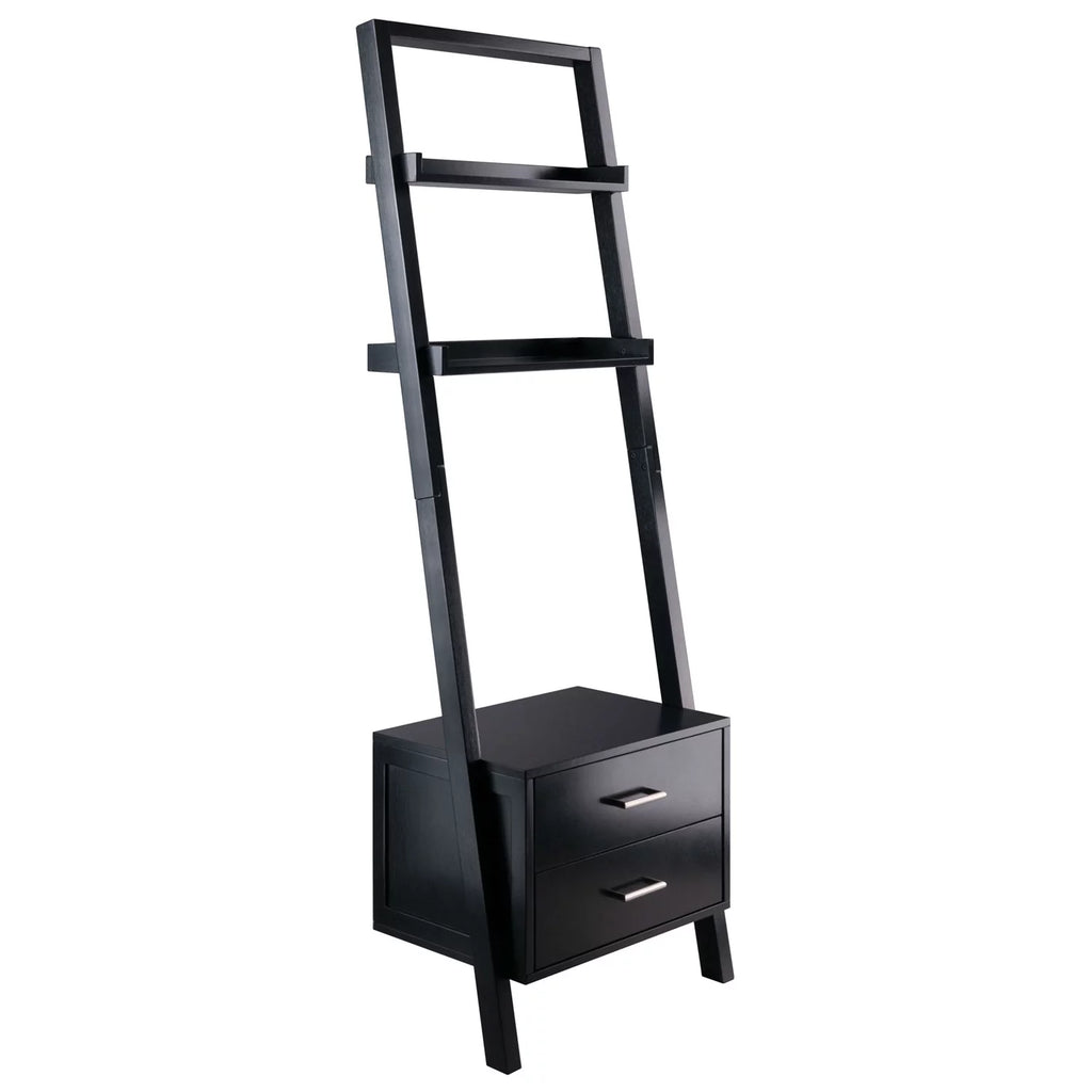Black 2 Drawer Leaning Ladder Bookshelf R363