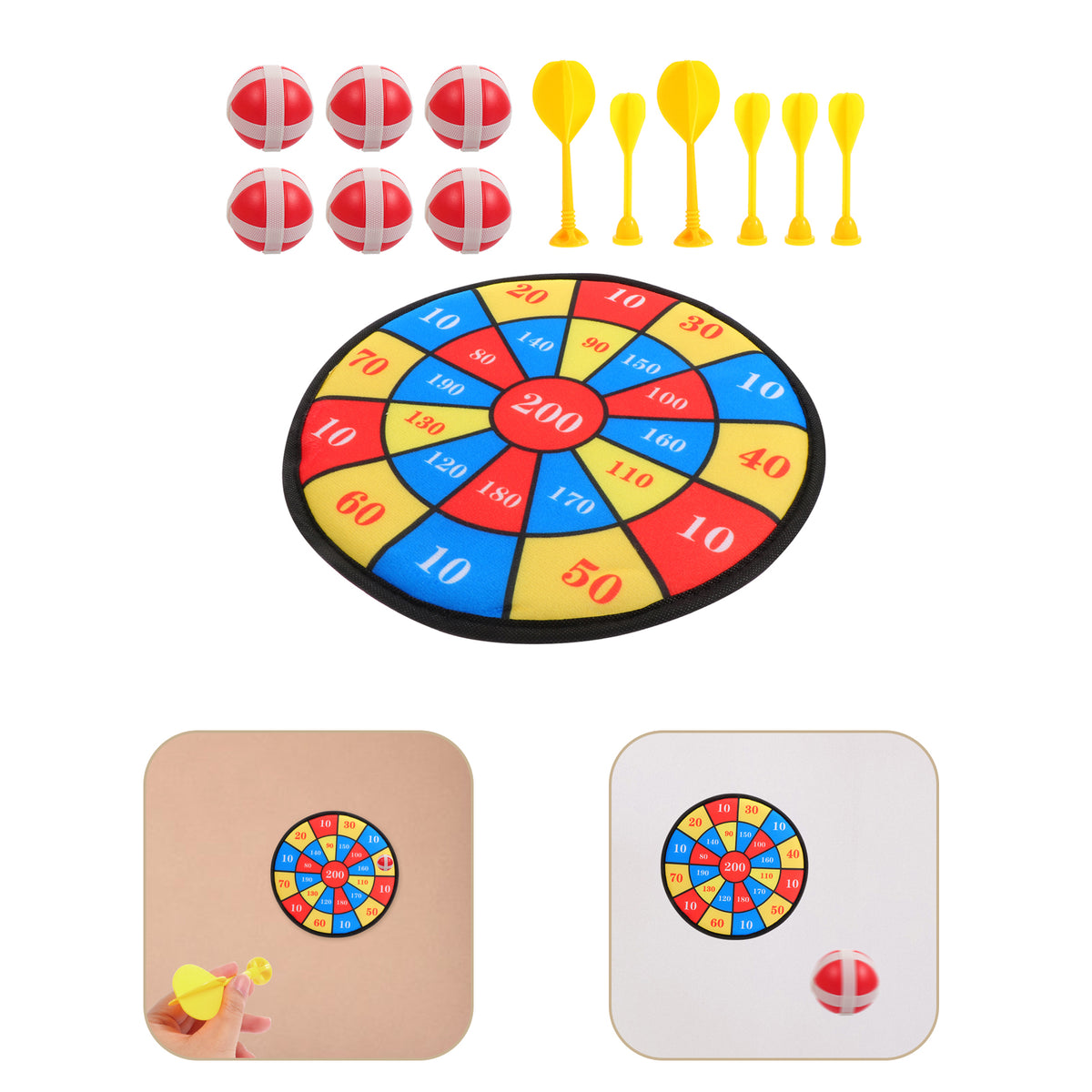 13Pcs Kids Sticky Balls Darts Board Toys E269638