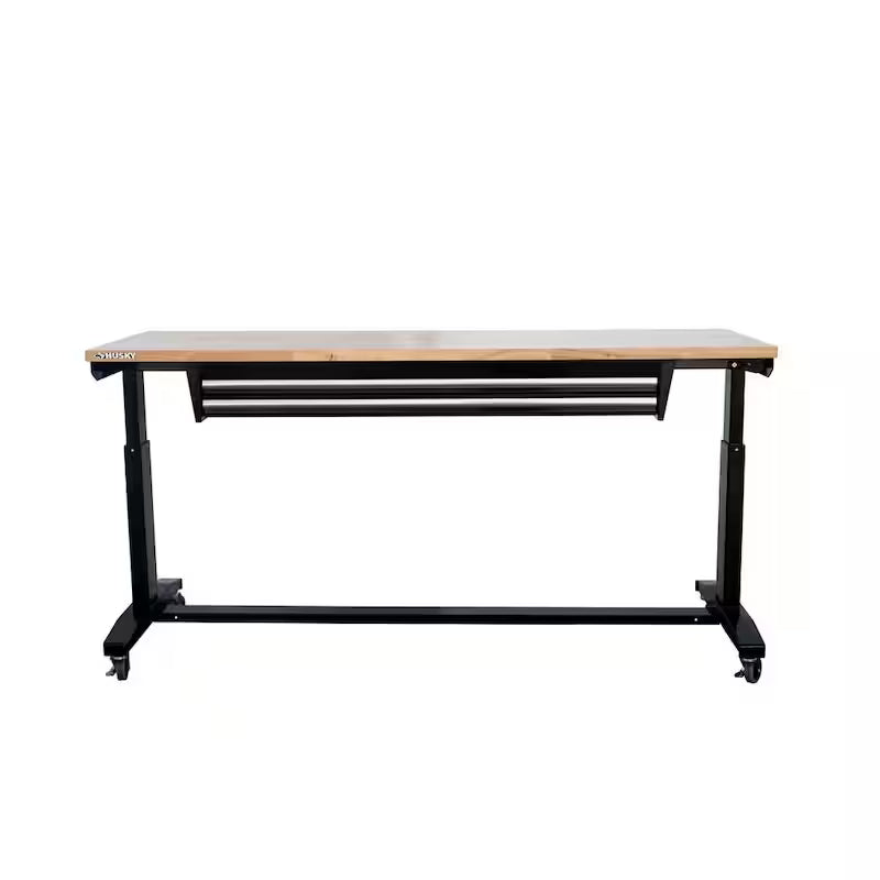 Adjustable Height Workbench Table with 2 Drawers in Black S410257