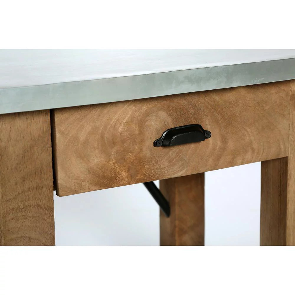 22" Wood and Zinc Metal End Table with Drawer I4385