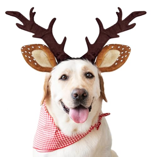 Dog Cat Christmas Reindeer Antlers Headband Adjustable Pet Costume V630038