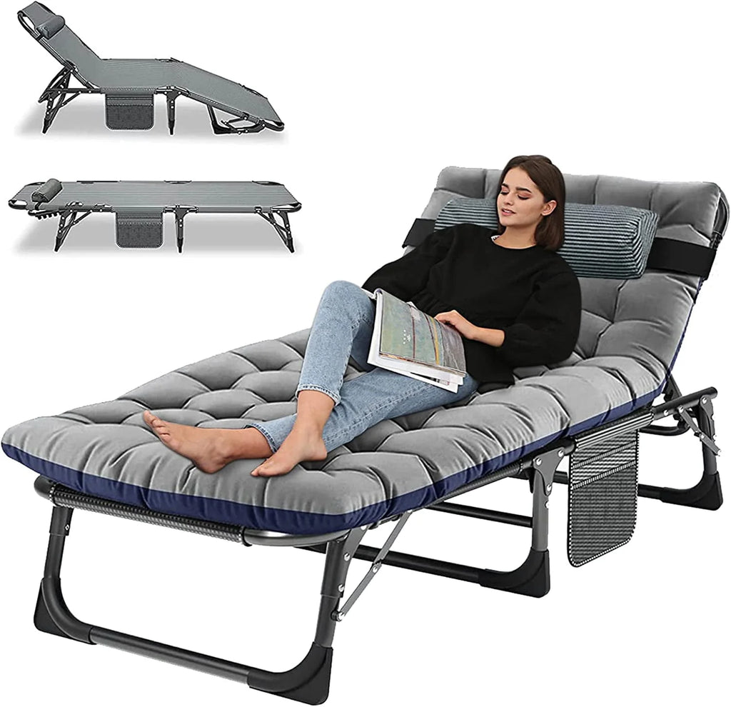 Portable Folding Camping Cot Bed with Mattress & Pillow I21660