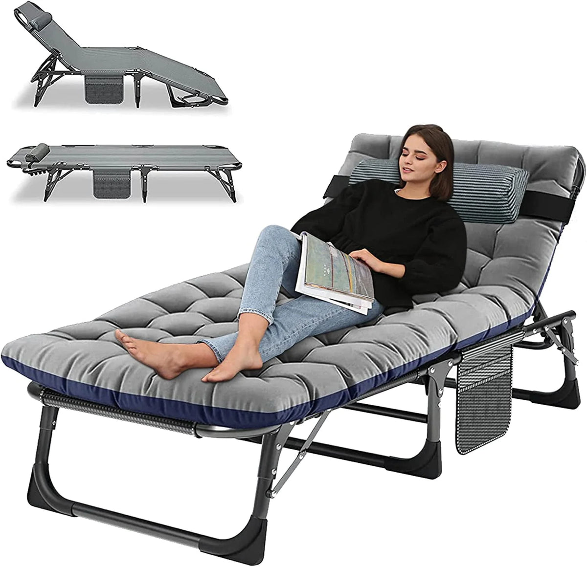 Portable Folding Camping Cot Bed with Mattress & Pillow I21660
