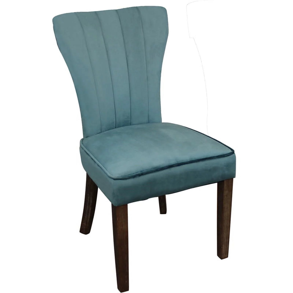 Dining Table Set with Solid Wood Round Table and 6 Chairs in Teal N165