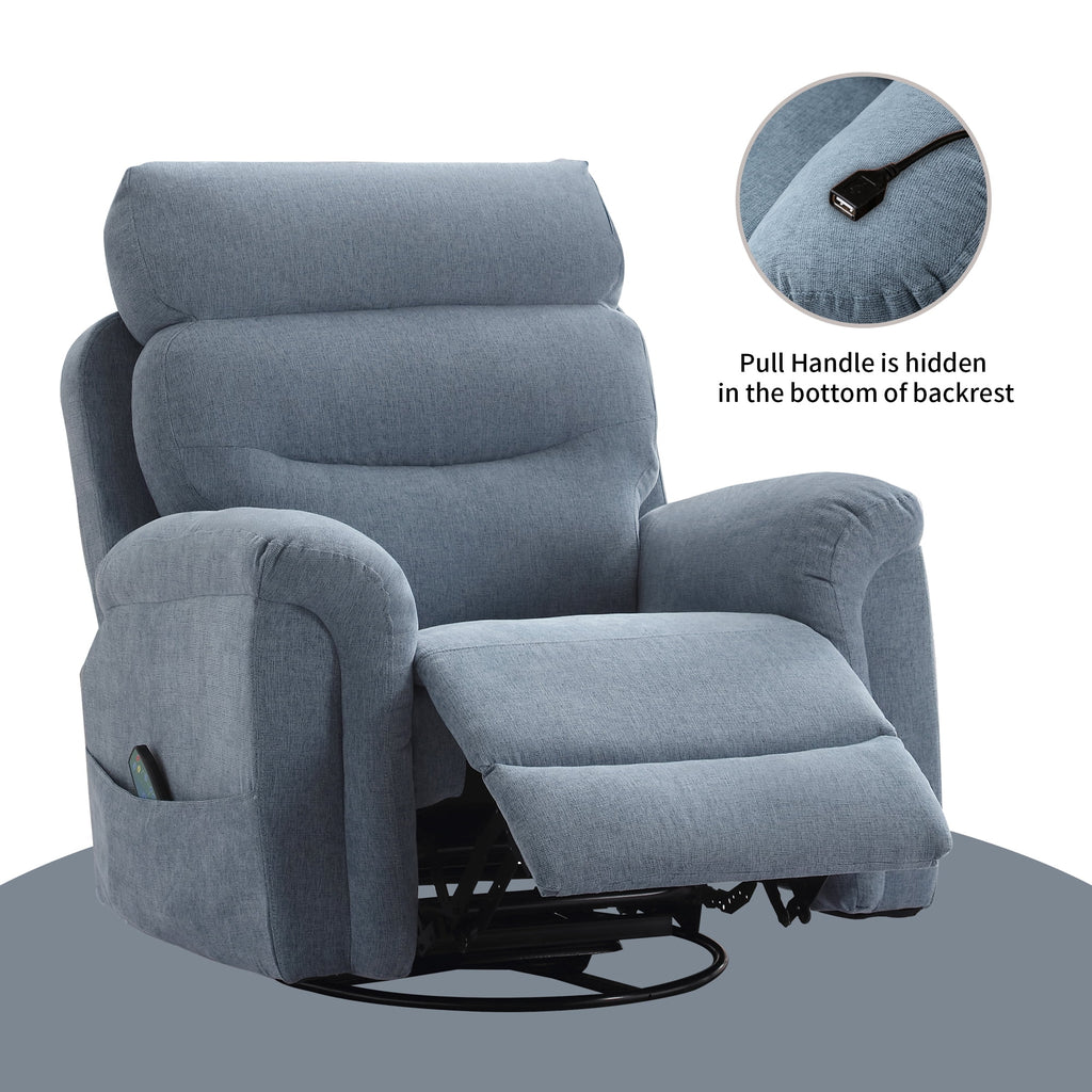 Upholstered Swivel Rocker Recliner Chair with Massage P29167