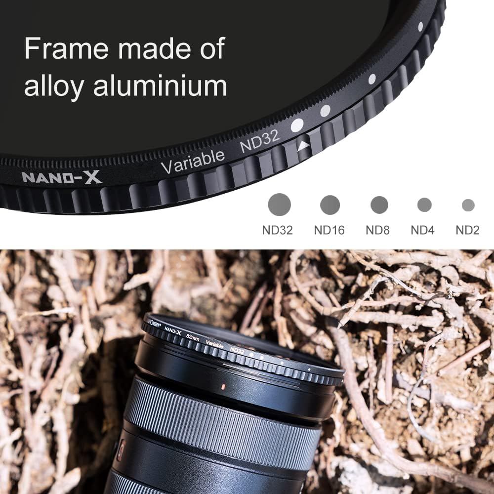 58mm Variable ND Filter ND2-ND32 Camera Lens Filter, 28 Multi-Layer Coatings, Pack of 2 C604534