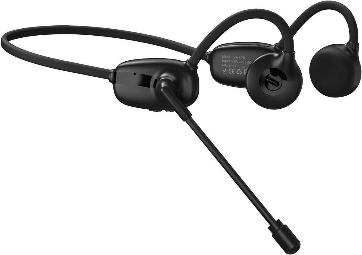Bluetooth 5.3 Bone Conduction Wireless Headset with Microphone, Black, Pack of 2 H101