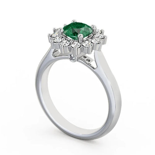 14K White Gold Floral Halo Diamond Engagement Ring I715668
