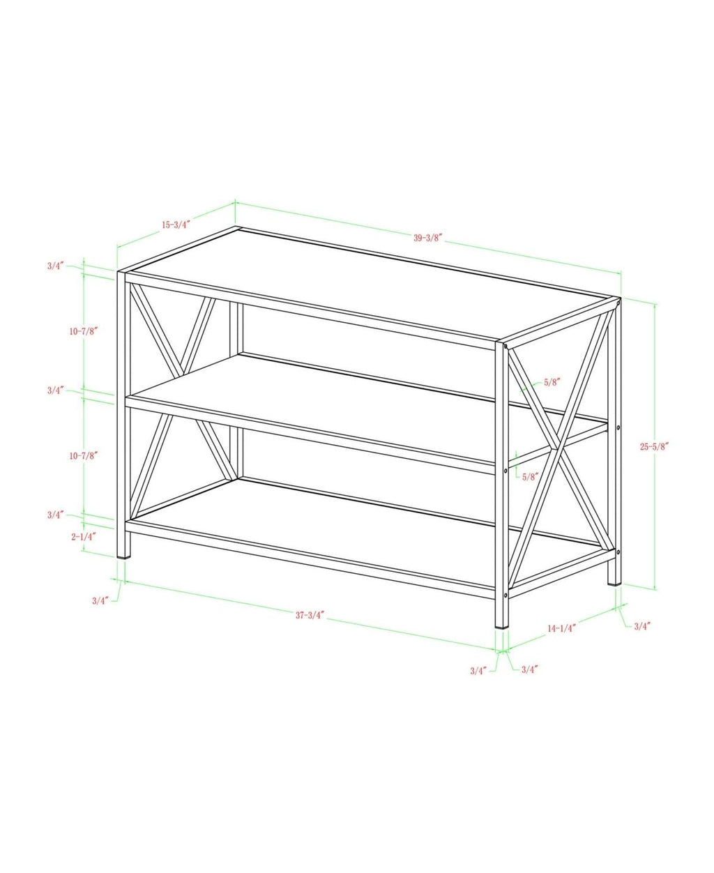 White Industrial Wood Bookcase X815567