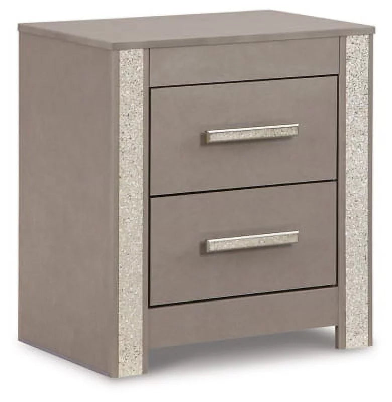 Gray 2 Drawer Nightstand W7305