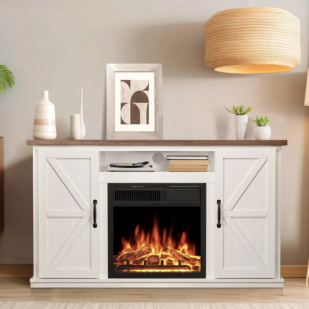 48'' Freestanding Electric Fireplace with Remote Control D7555