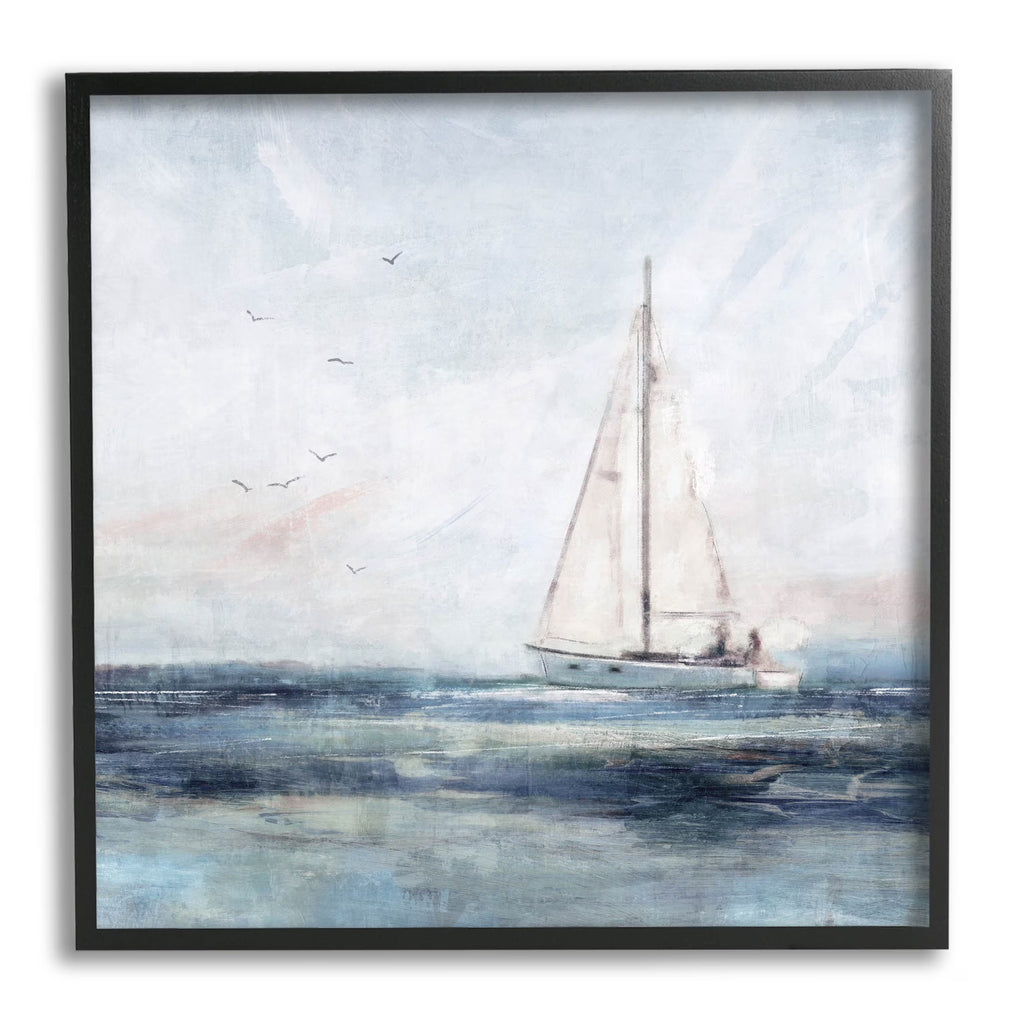 Black Framed Nautical Sailboat Painting Wall Art Y345
