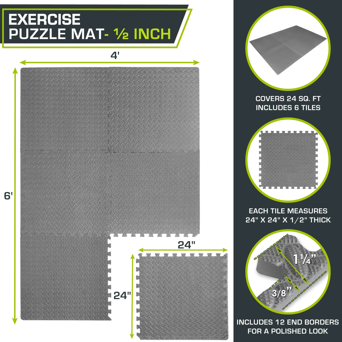1/2 Thick EVA Foam Interlocking Exercise Mat Z229613