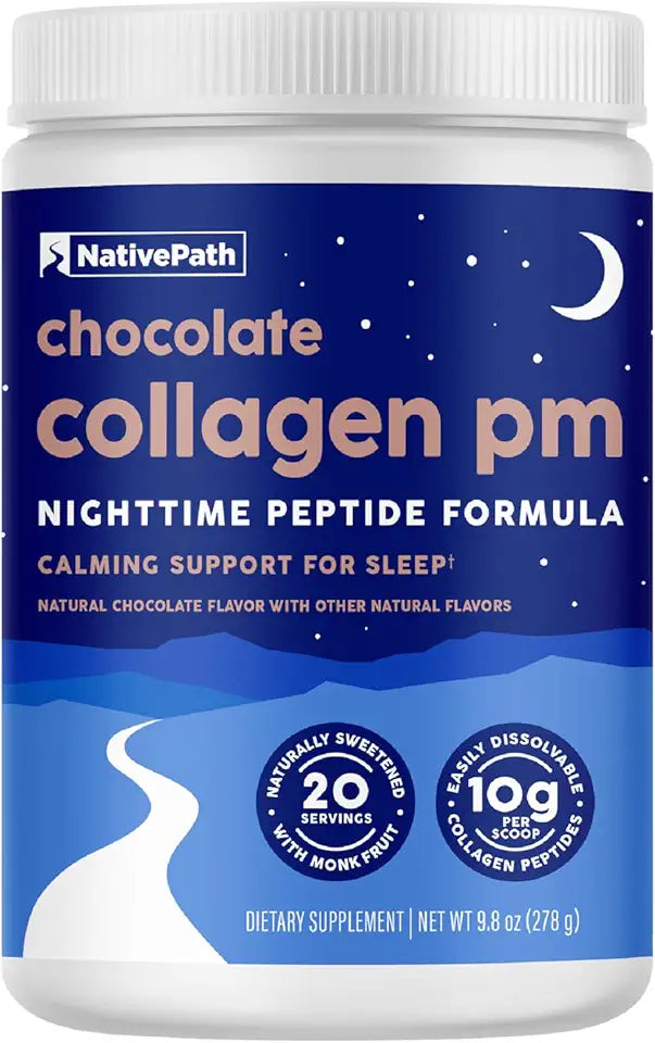 Chocolate Nighttime Collagen Peptides Powder with Magnesium, GABA, L-Theanine and Melatonin H916