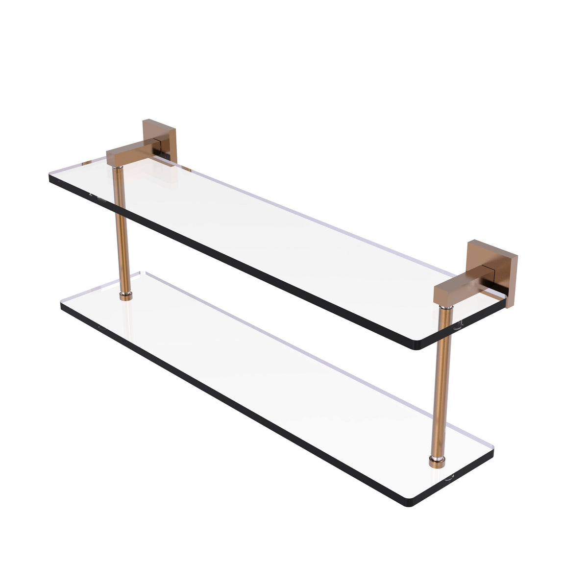 22 in. Two Tiered Glass Shelf Brushed Bronze R146