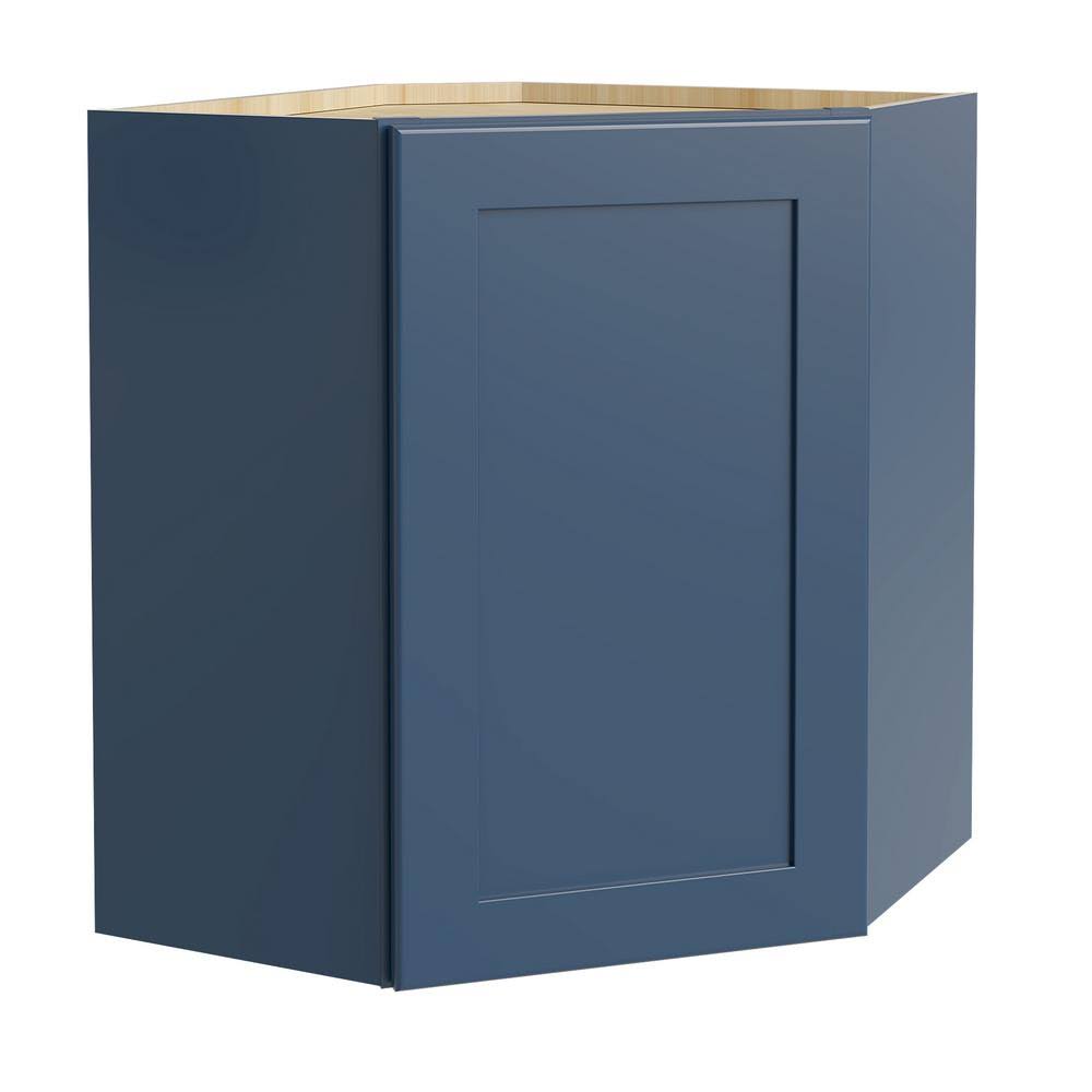 Neptune Blue Painted Plywood Shaker Corner Kitchen Cabinet U7030