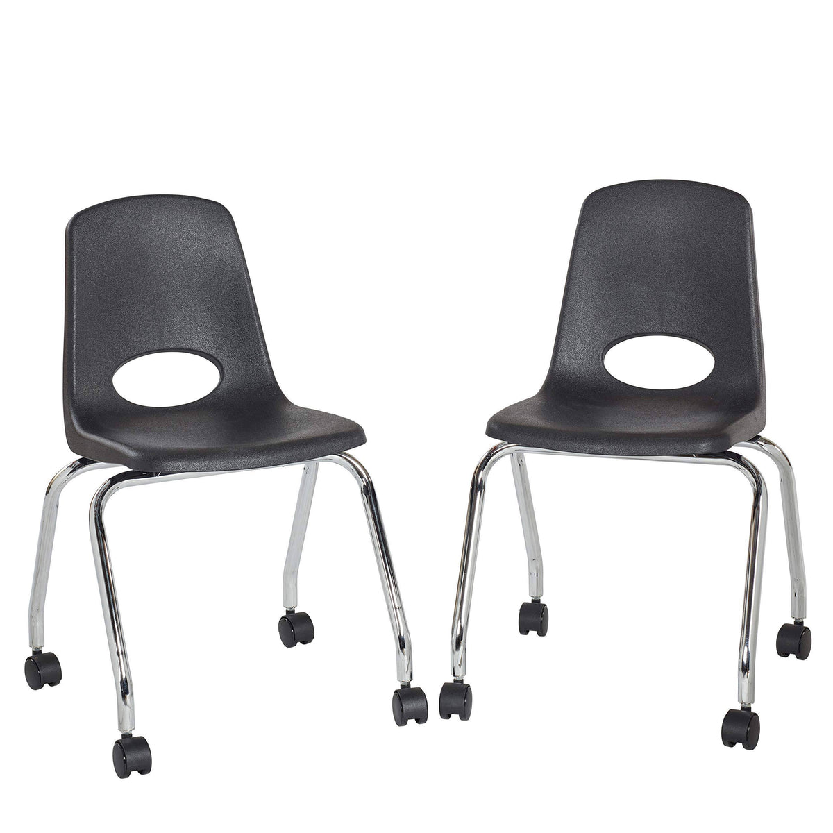 18in Mobile Chair with Casters, 2-Pack - Black J8148