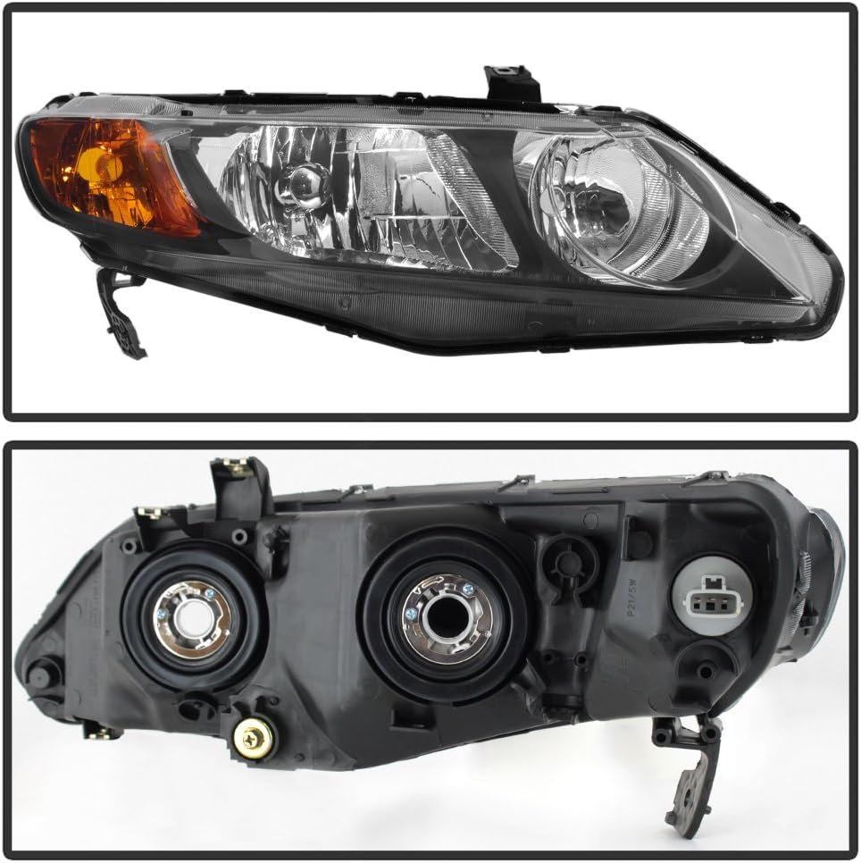 Black Housing Headlights for 2006-2011 Honda Civic 4-Door Sedan V82464