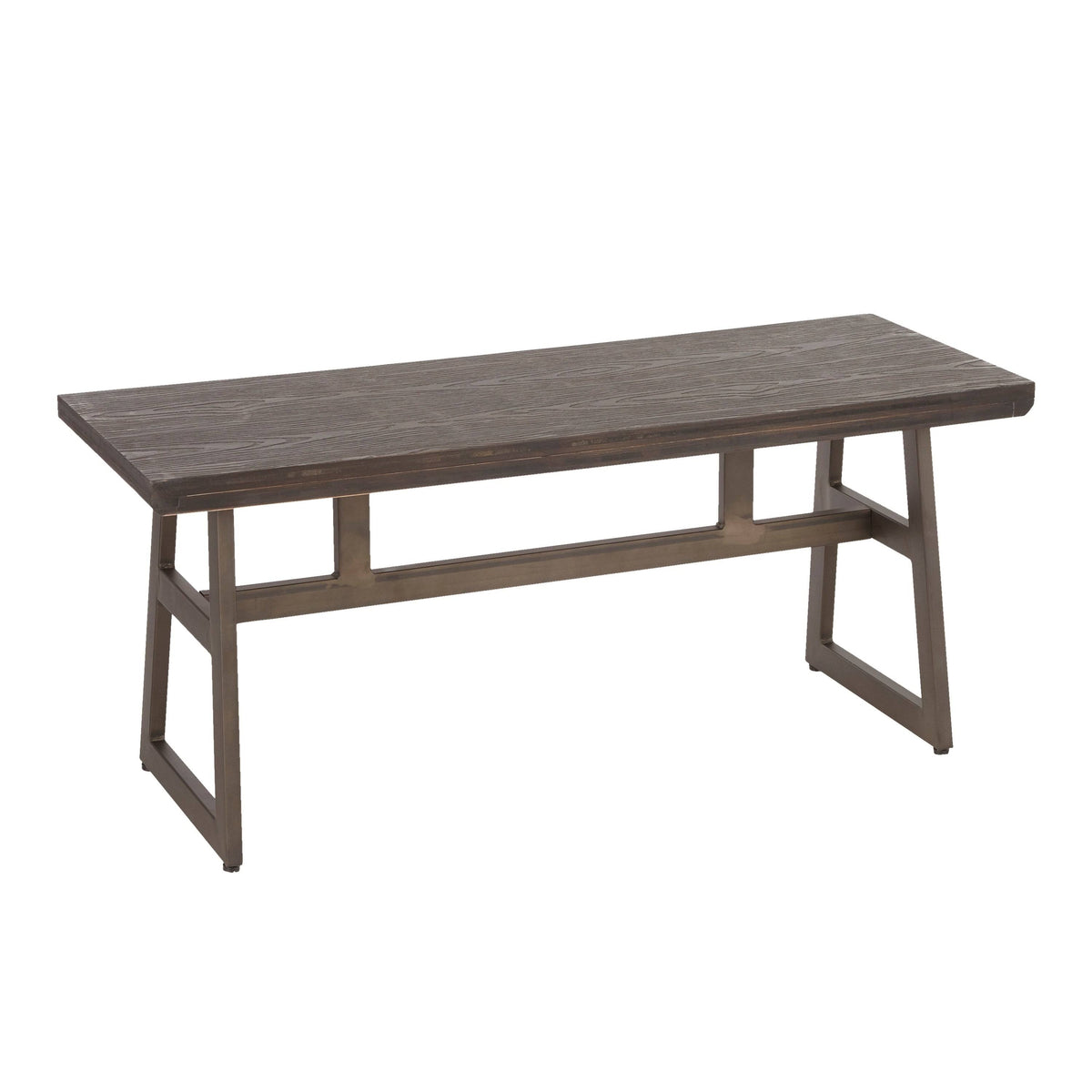 Black/Brown Metal and Wood Industrial Bench C843212