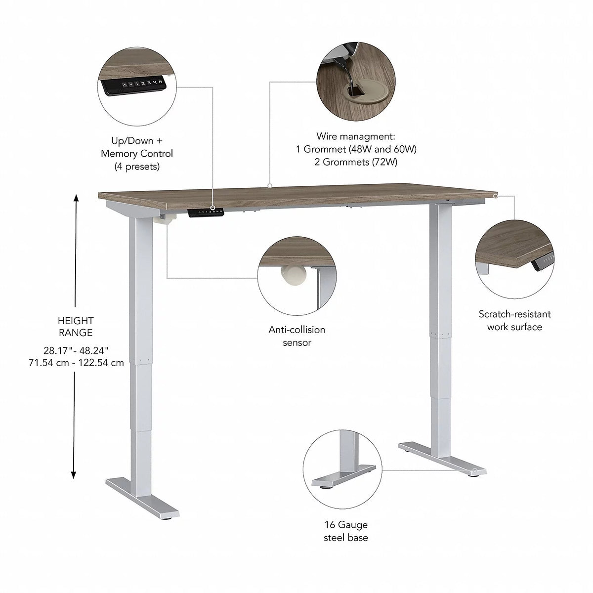 Adjustable Desk in Modern Hickory P304946