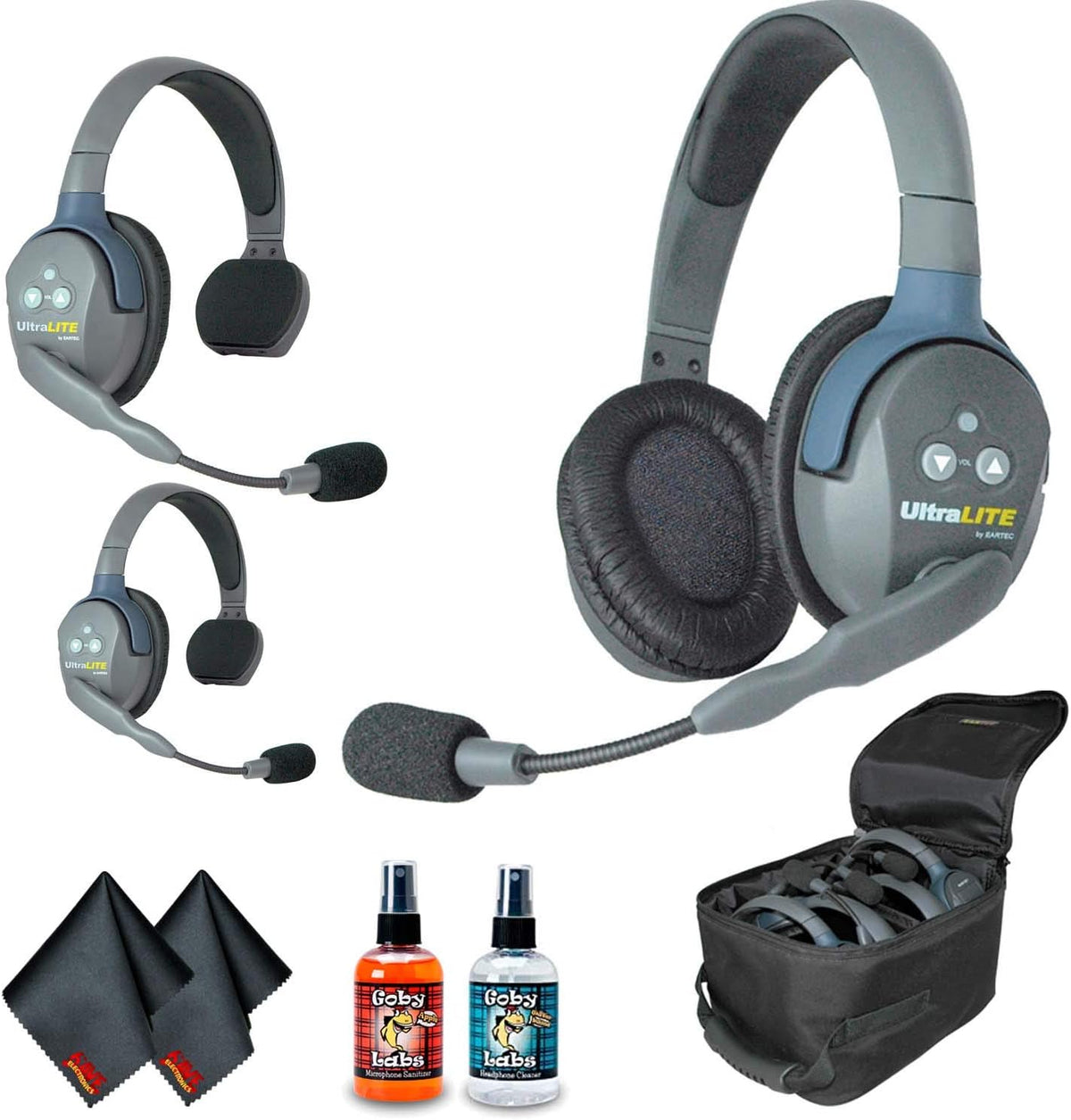 3-Person Headset System with Headphone and Microphone Cleaning Kit E632
