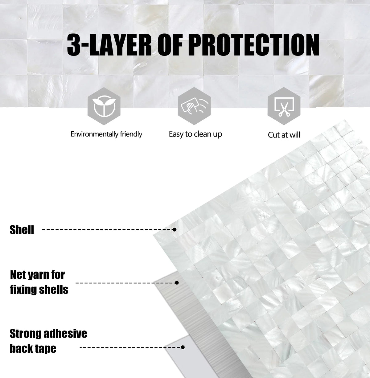 Peel and Stick Mosaic Shell Backsplash Tile V295093