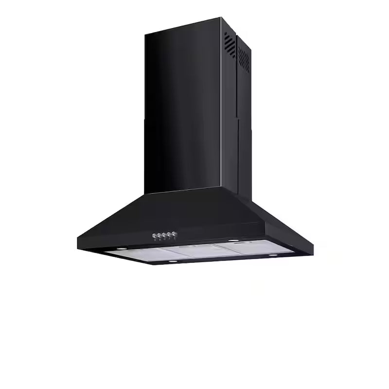 30 in. 350CFM Convertible Black Range Hood with Charcoal Filters and LED Lighting O566071