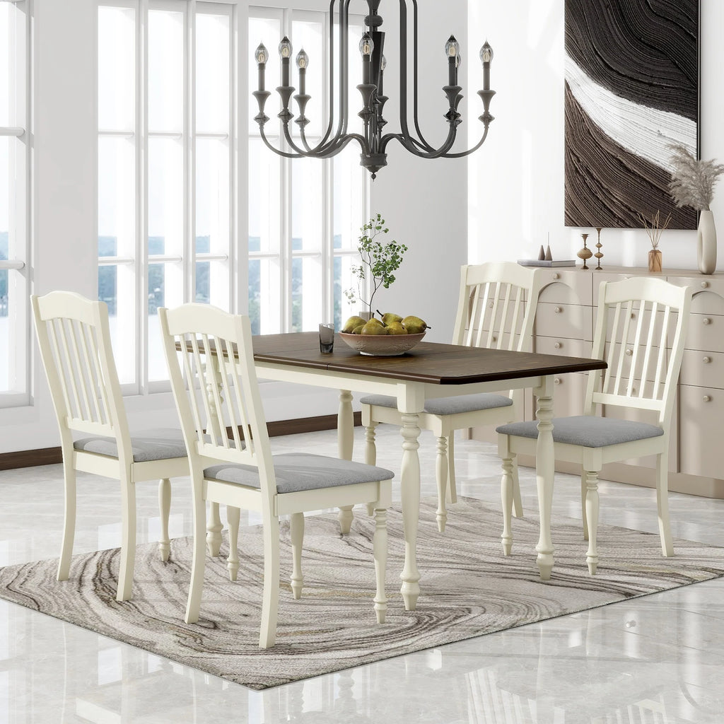 Extendable Dining Table Set with Butterfly Leaf and Upholstered Chairs L74223